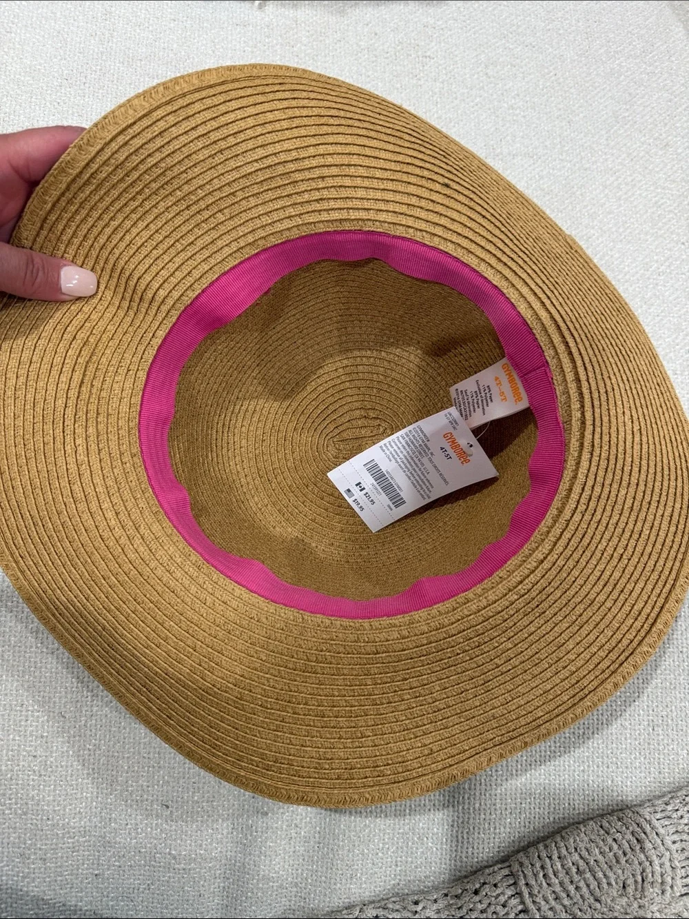 NWT Gymboree Girls Tan Sun Hat with Pink Flower